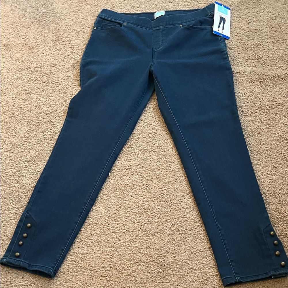 Martha Stewart Navy Jeggings with Button Detail